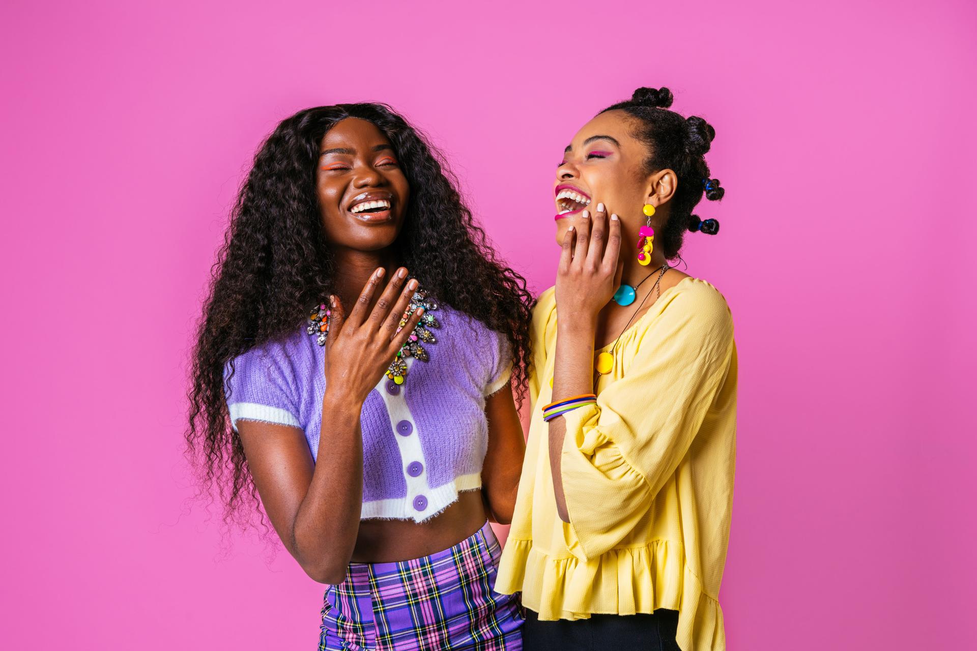 Beautiful black women posing in studio